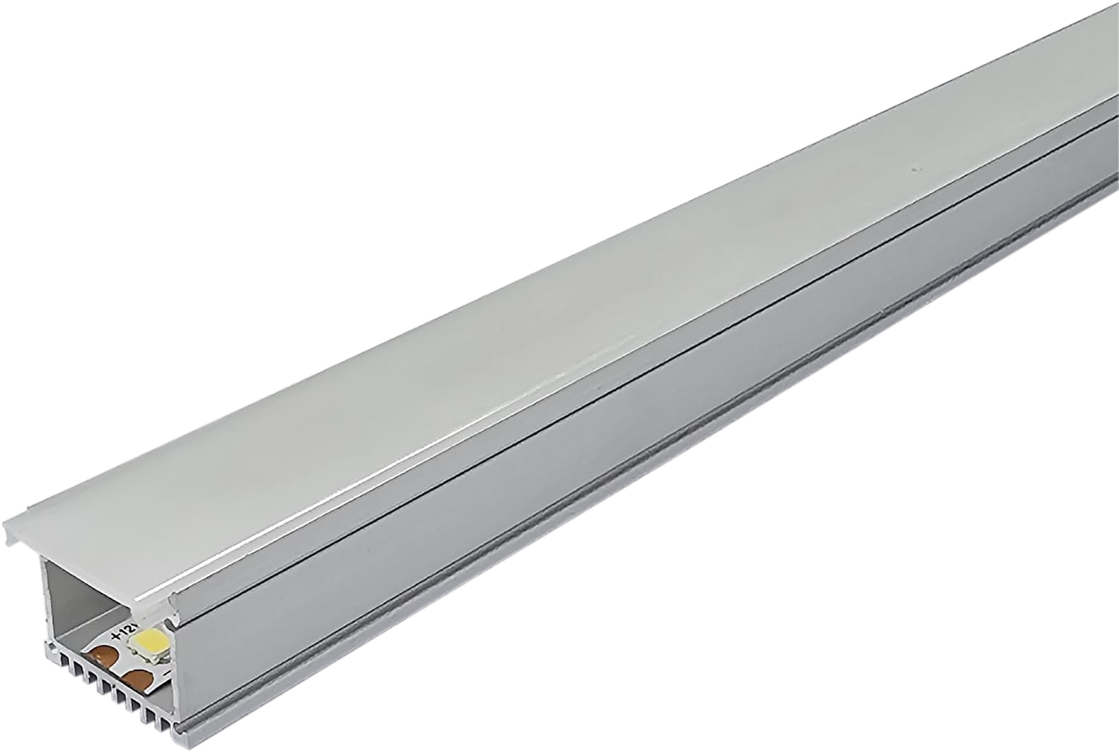 GDS-LP17.15 Shelf Mounted LED Aluminium Profile, 17x15mm Dome Diffuser, Semi-Rounded Satin Aluminium, High Output Display Lighting for Feature Racks and Merchandise Shelves